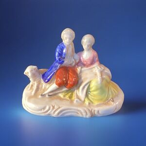 Vintage Hand Painted Porcelain‎ Colonial Courting Couple Figurine Japan Decor
